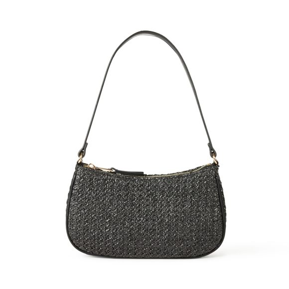Melanie Small Shoulder Bag, Black Straw, One Size o_o - Picture 1 of 5